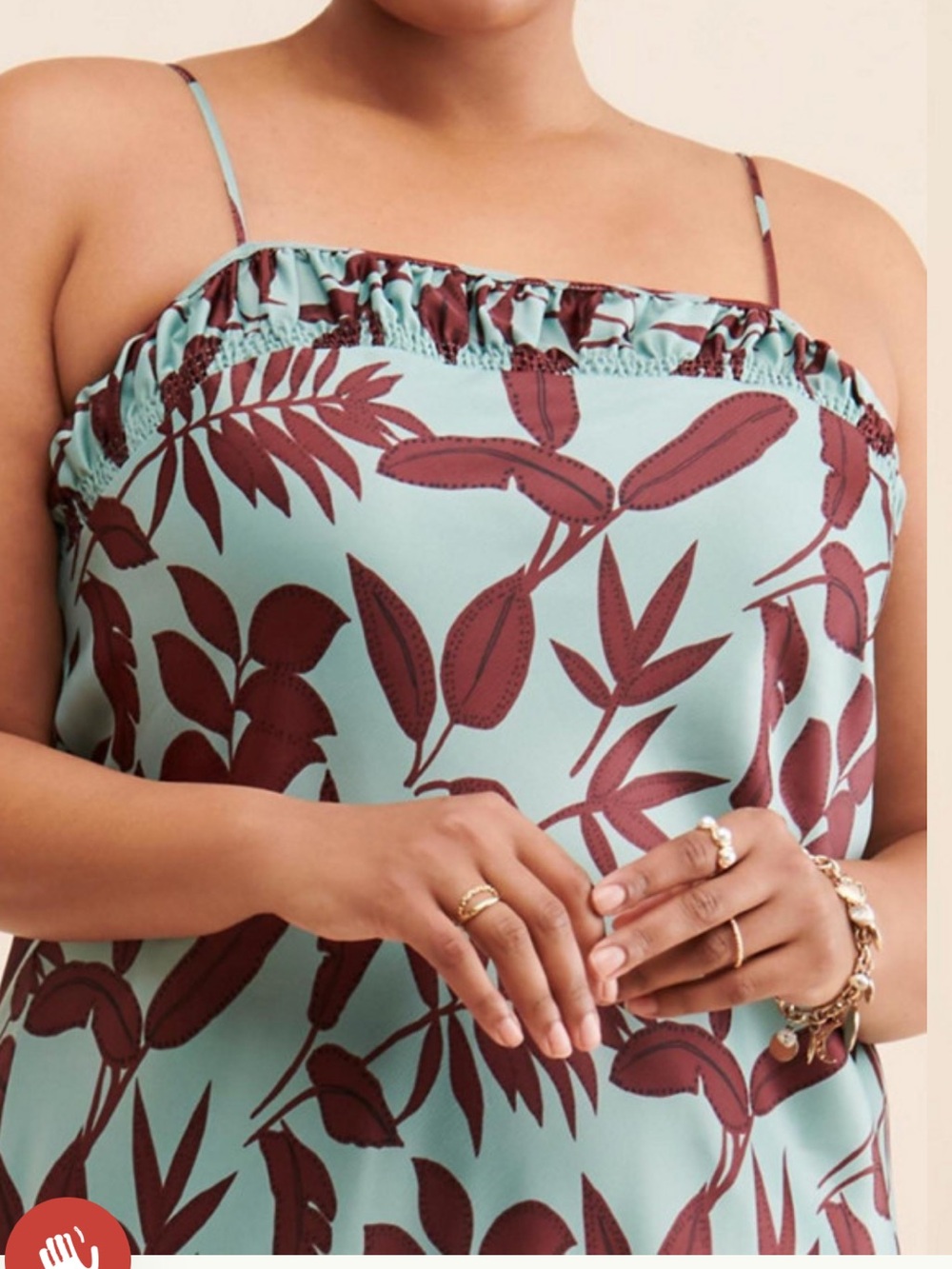 Anthropologie Square‑Neck Slip Dress – Mint Botanical Print – Size 1XL - Picture 4 of 14